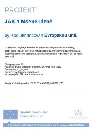 Projekt OP JAK I Mšené-lázně